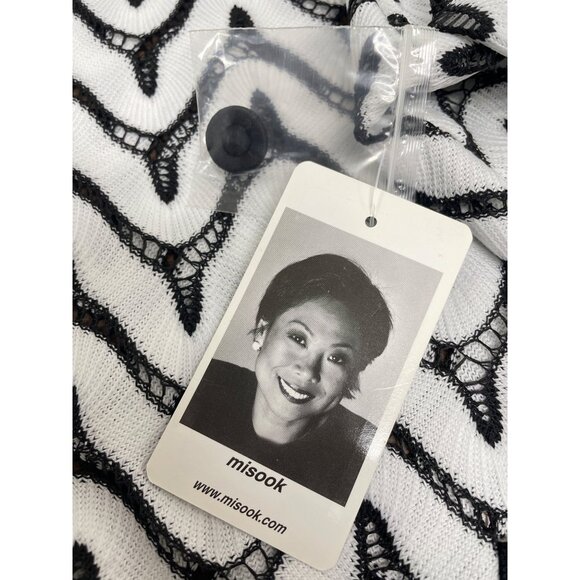 Misook Exclusively Womens Black & White Chevron Knit Cardigan Size IX - Picture 7 of 9